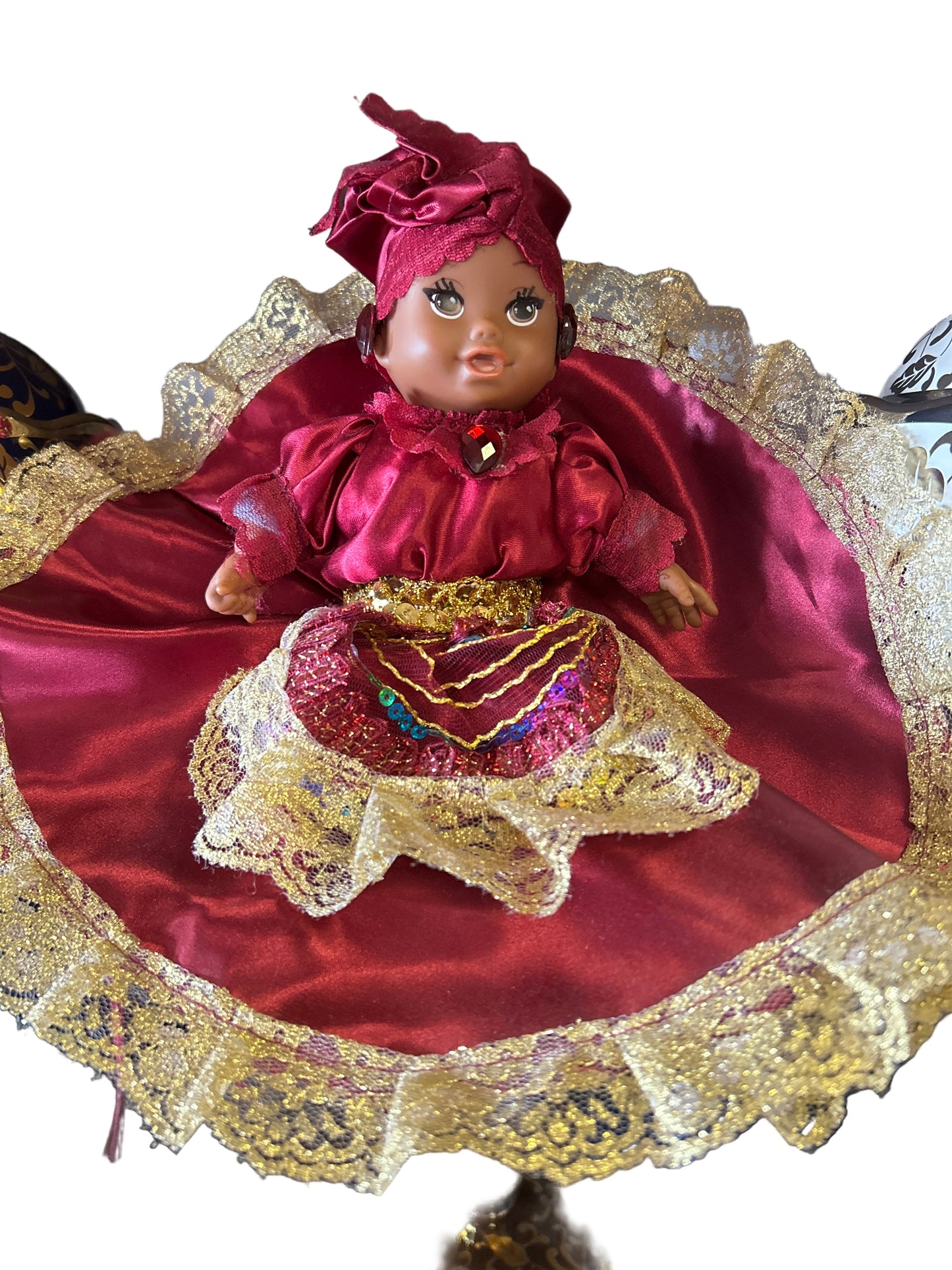 Muñeco Bebe Grande Y Muñeca Pequeña Y Gitanas En Caja